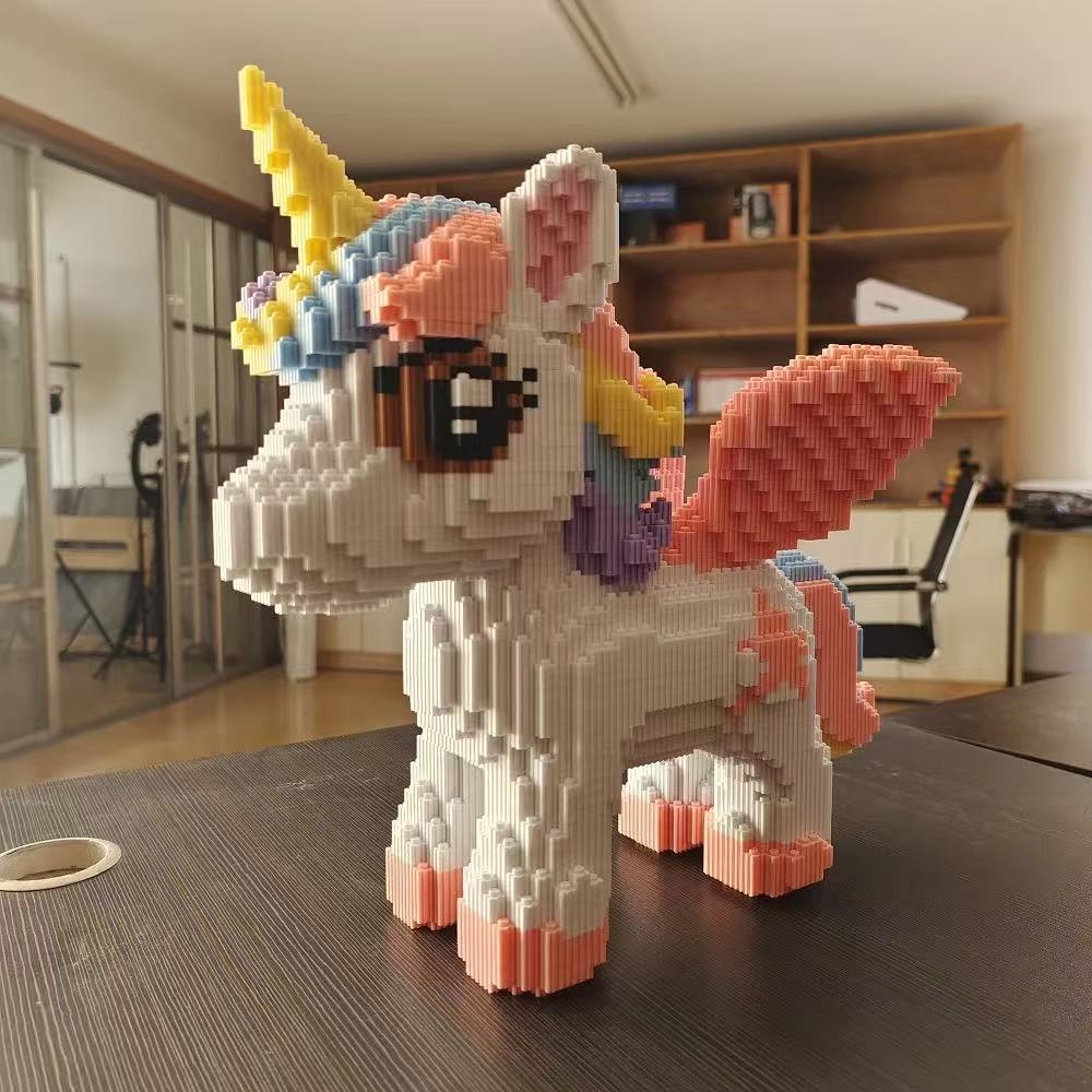 3D Animal Large Heavy Unicorn Micro Diamond Building Block Small Particle Brick Toys Children's Birthday Gifts Home Ornament