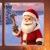 Store Window Display Christmas Santa Claus Static Glass Sticker, Removable Reusable PVC Clings for Living Room Bedroom Holiday Party Decoration Broken