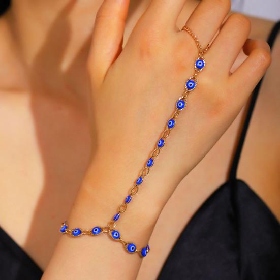 Bracelet High Saturation Dripping Glaze Blue White Eye Shape One-Piece Ring Integrated Design Bracelet Turkish Eye Symbol Bracelet