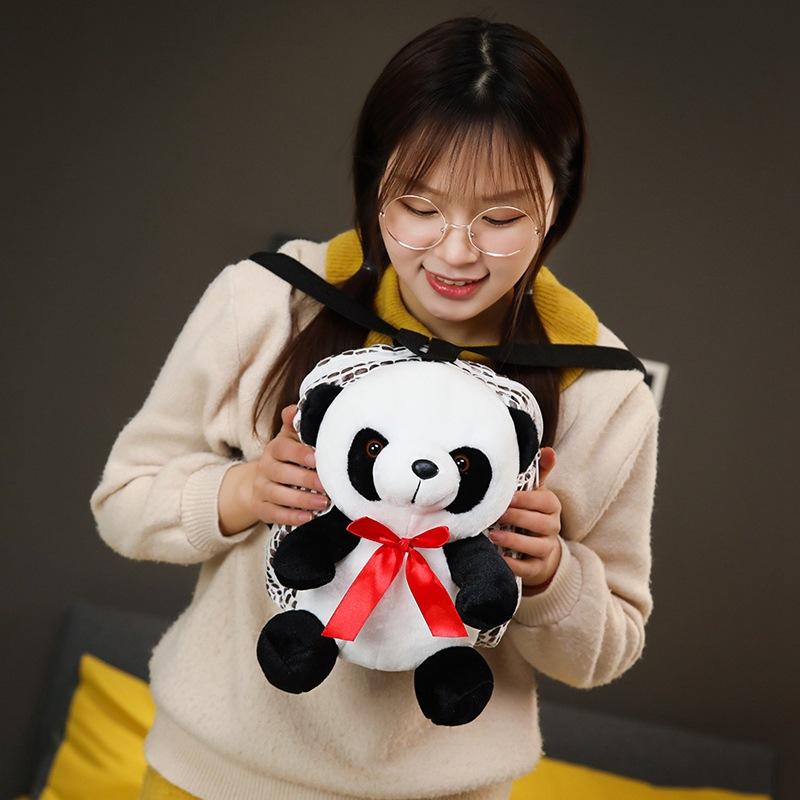 Cartoon Panda Bag Plush Toy Panda Doll Children'S Schoolbag Bear Backpack Ragdoll Birthday Gift