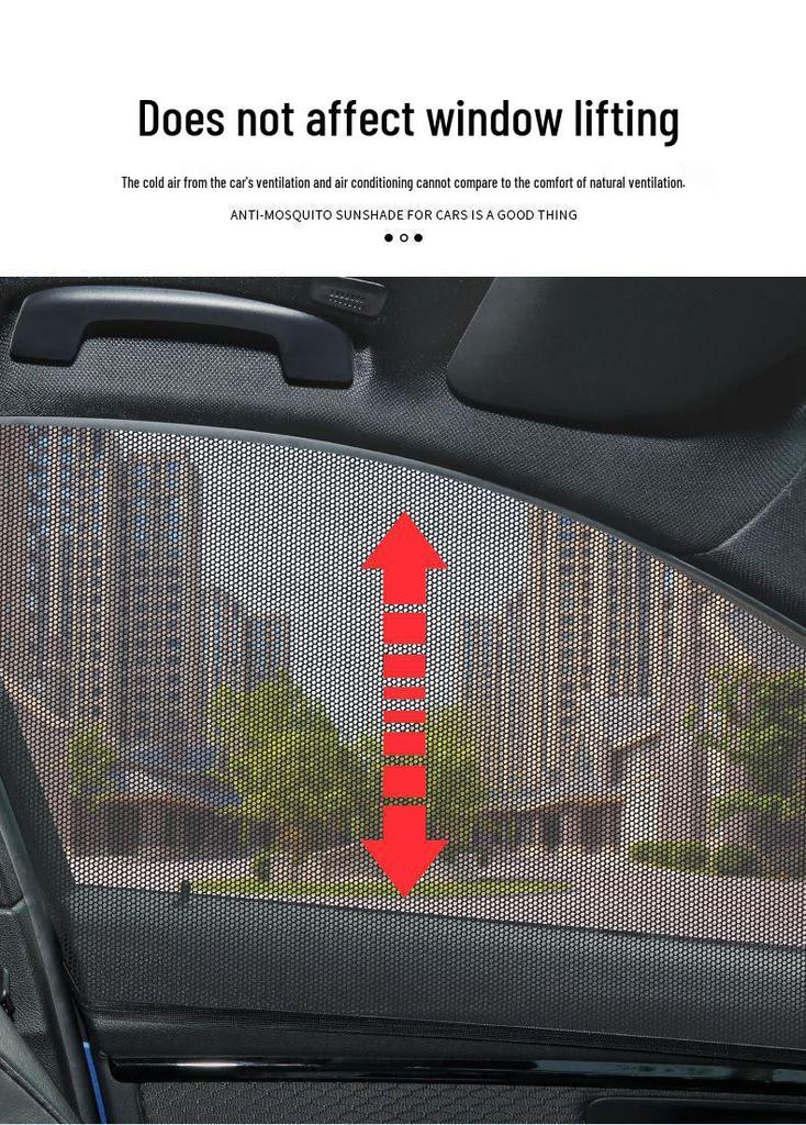 Universal Car Window Sunshade with Anti-Mosquito Screen and Heat Insulation