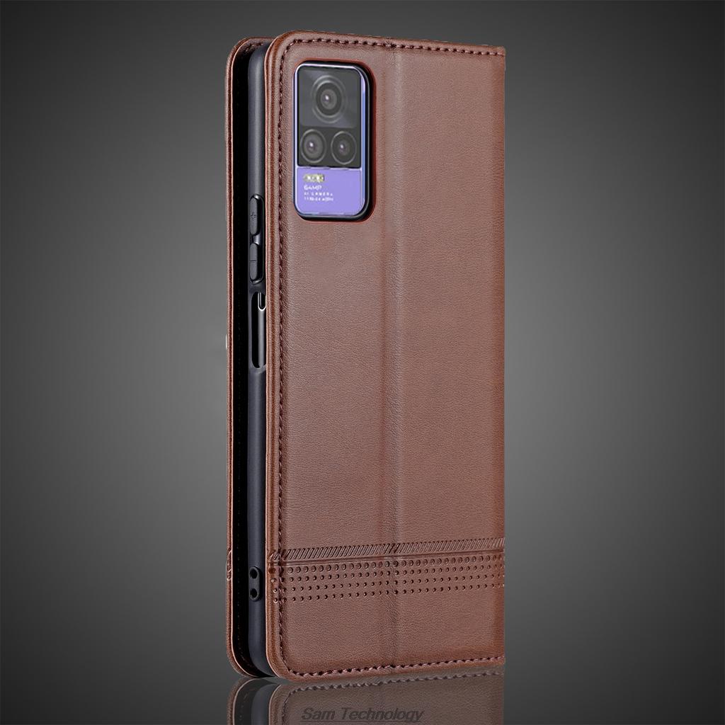 Deluxe Magnetic Adsorption Leather Fitted Case for Vivo V21e 4G Flip Cover Protective Case Capa Fundas Coque