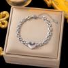 Strap‑Detail Love Titanium‑Steel Thick‑Chain Bracelet, European‑American Personalized High‑Sense Exquisite Women Bracelet