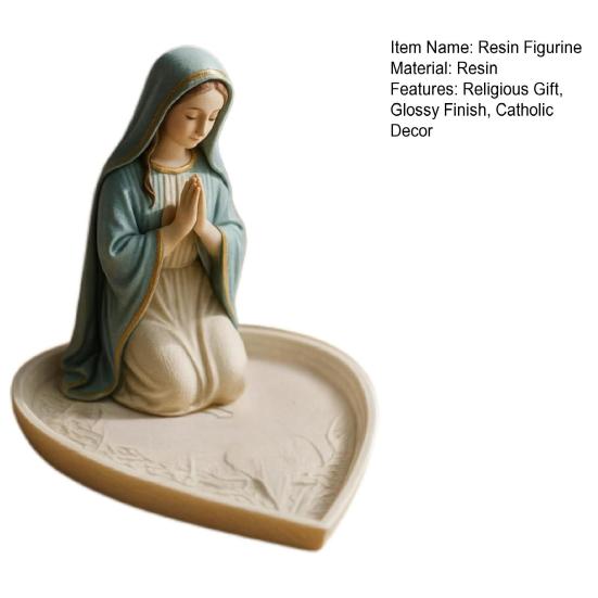 Virgin Mary Rosary Holder Resin Mary or Jesus Figurine Jewelry Dish Our Lady Prayer Rosary Dish Religious Gift Catholic Decor