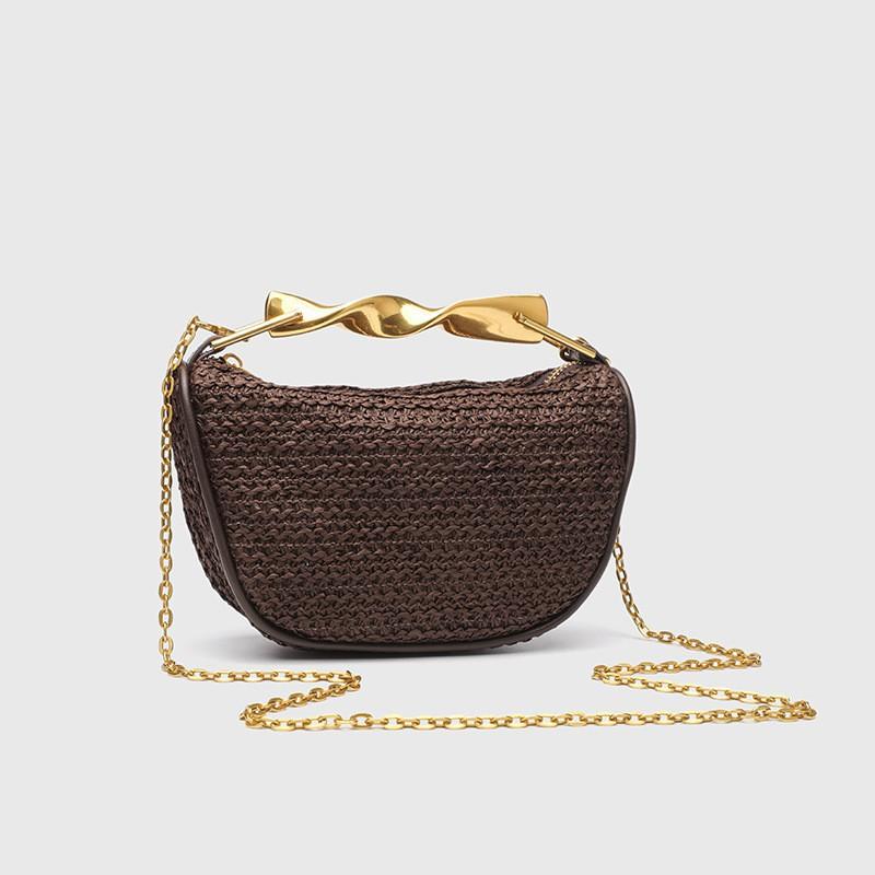 ZR Home Ähnlich Grenzüberschreitend Tragbar Gewebte Tasche Damen Neu Retro Kette Crossbody Stroh Unterarm