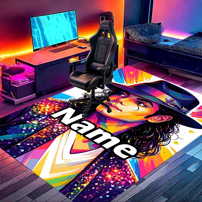 Custom Name Personalized Michael Jackson Print Carpet, Versatile Home Decor Rug, for Playroom, Apartment, Balcony, Entryway, Hallway Gift