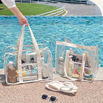 Transparente Strandtasche Große Kapazität Praktische Strand-Aufbewahrungstasche Sommer Outdoor Kosmetik- und Toilettenartikel-Tasche Make-up-Organizer