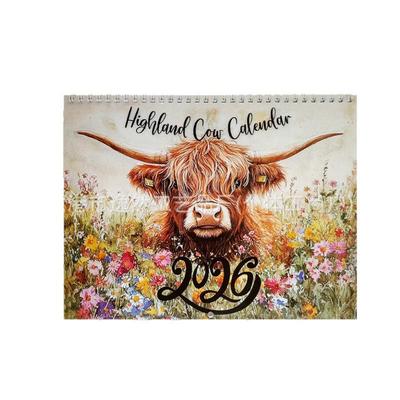 Highland Cow 2026 Desktop Calendar - Unique Cow Decoration In Stock
