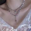 New Women's Neck Chain Collarbone Chain Design Double-layer Love Inlaid Rhinestone Necklace