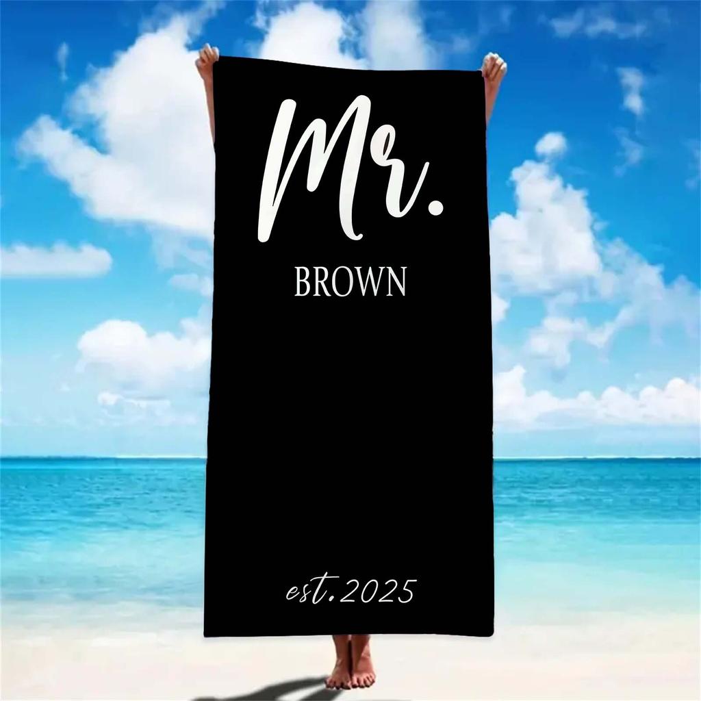 1pcs Mr & Mrs Beach Towel Custom Name Beach Towel Honeymoon Gift Summer Lovers Summer Vibe Wedding Gift Personalized Beach Towel