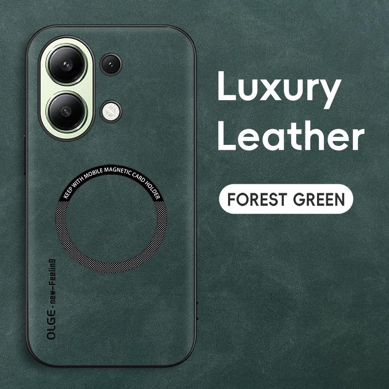 Magnetic Retro Leather Soft Case For Xiaomi Redmi Note 13 Note13 4G 5G Wireless Charging Phone Case Cover