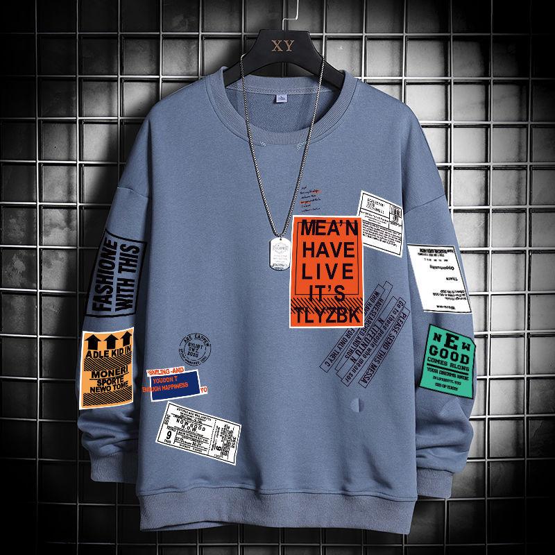 Men's T-shirt Long-sleeved Youth Trend Loose Round Neck Sweater