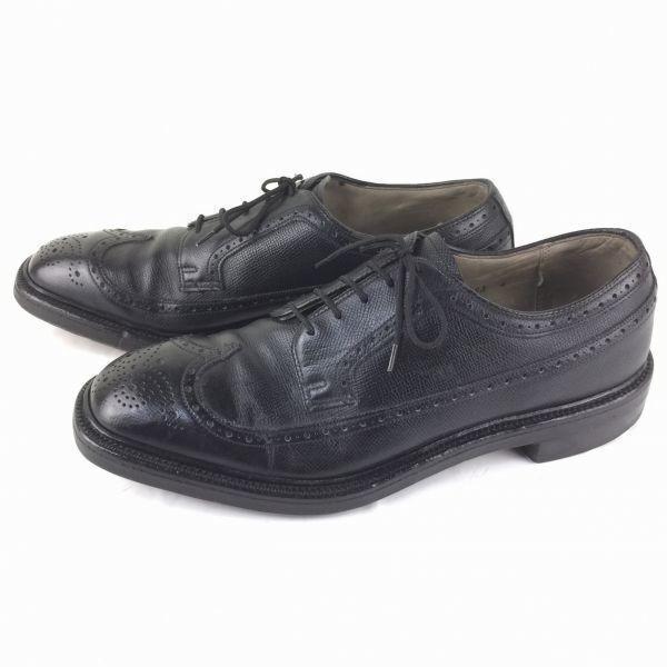 80s-90s Vintage CORDWAINER Wingtip Business Shoes Black Size 9.5C 26.5-27.0 Men's(USED)