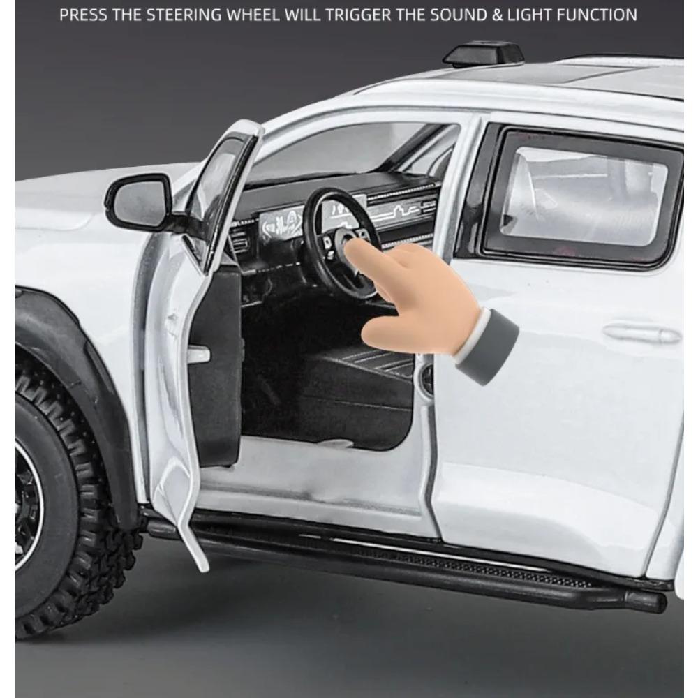 Simulation 1/24 Great Wall Motor POER Pickup Alloy Car Model with Sound Light Off Road Vehicle Toy Birthday Gift Collection