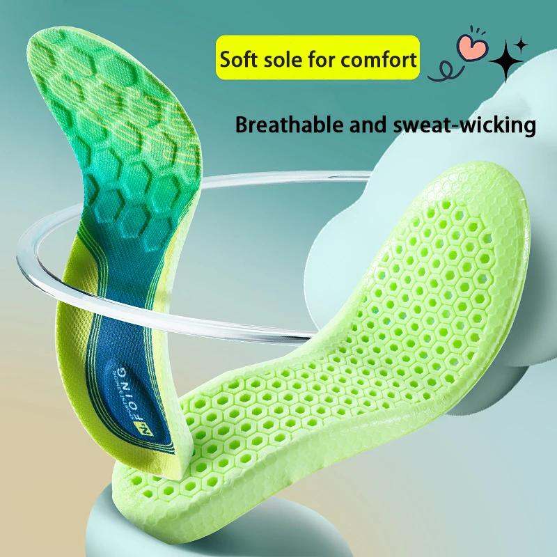 1 Pair New Breathable Anti-Odor Shoe Insoles Soft Shock Absorbing Sole for Sneakers Outdoor Sports Running Foot Comfort
