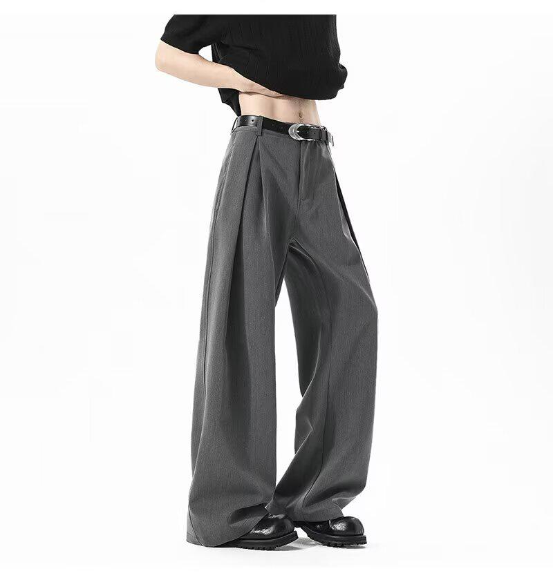Unisex Retro Redőzött Széles Szárú Laza Nadrág