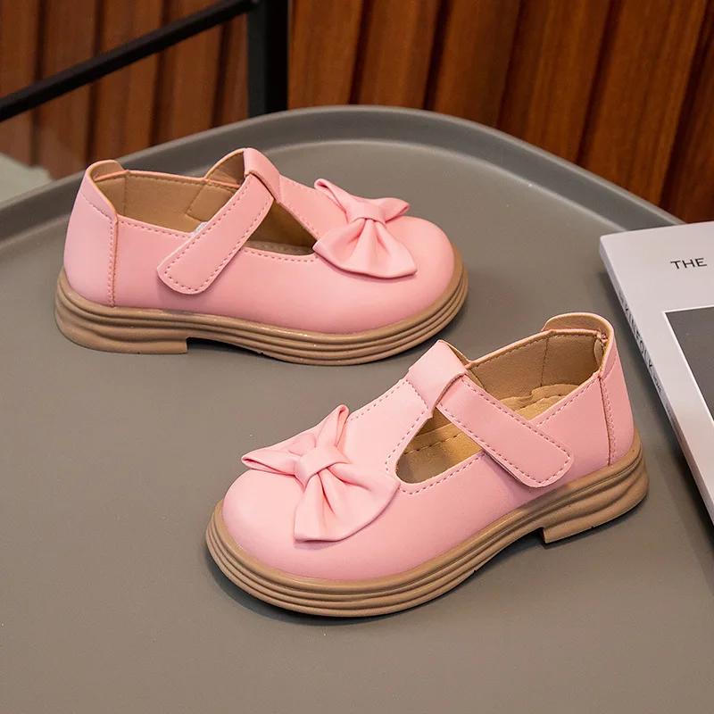 Spring Autumn New Arrival Girls Leather Shoes Fashion Kids Bow Princess Shoes Soft-Soled Mary Janes Drop-shipping