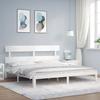 VidaXL Bed Frame with Headboard White Super King Solid Wood 3193547