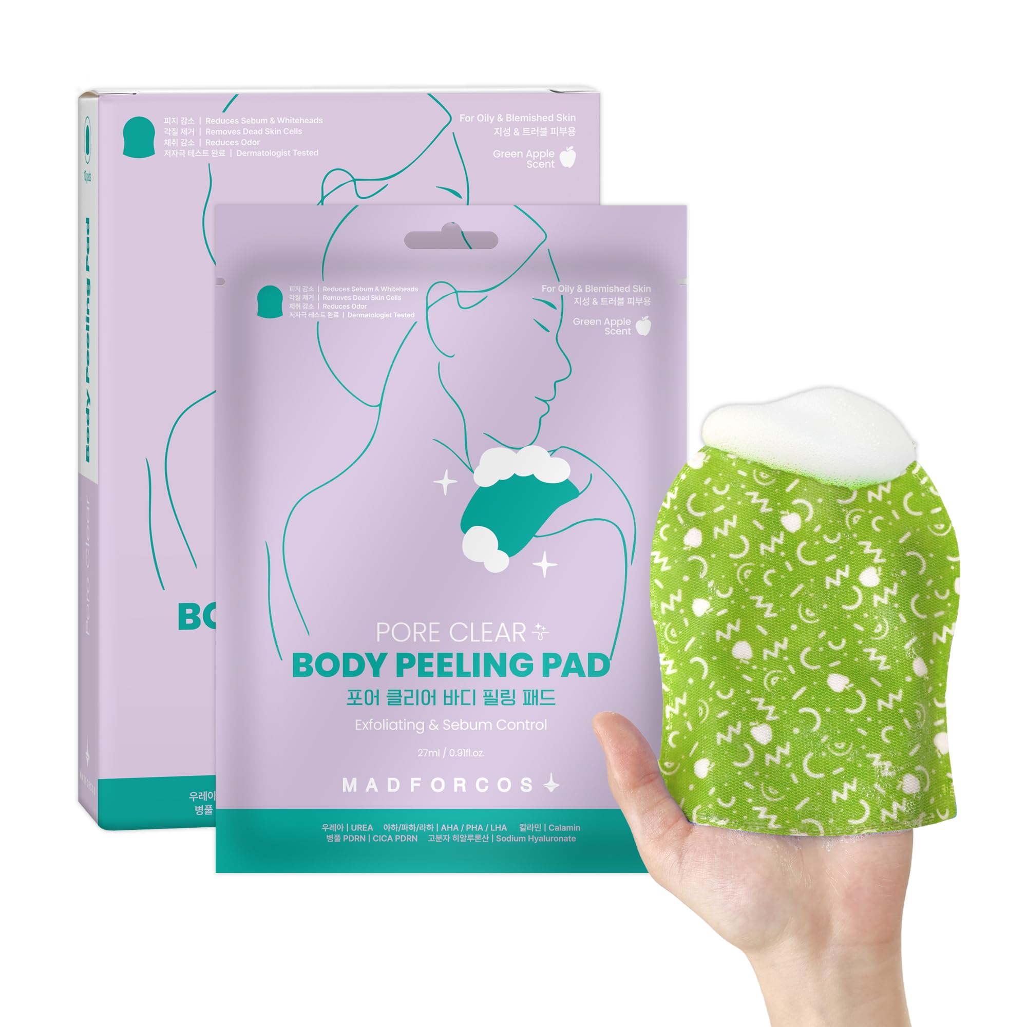 MADFORCOS Body Peeling Pad Pore Clear 1 piece Pore care Exfoliation Full body pad Korean body care (Madforcos) 2-way