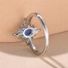 Trendy Blue Opal Oval Ring Vintage Silver Color Wedding Bands Engagement Rings For Women Men Minimalist