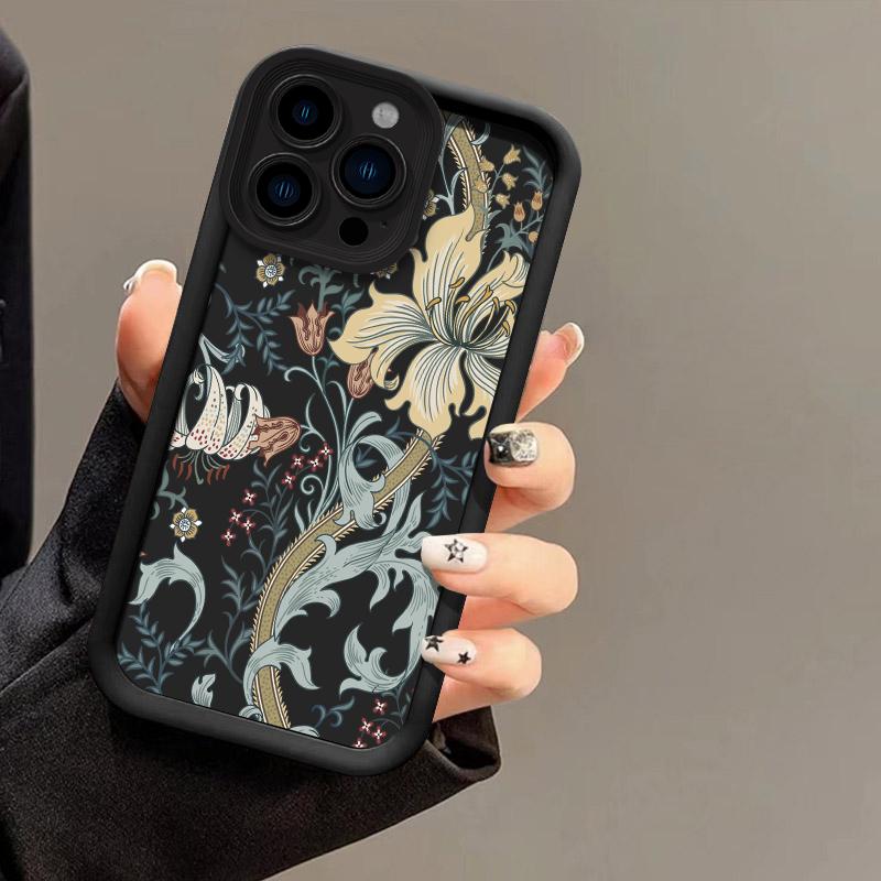 Retro William Morris Floral Print Phone Case for iPhone 17 16 15 14 13 12 11 Series Pro Max Plus Double Layer Protection