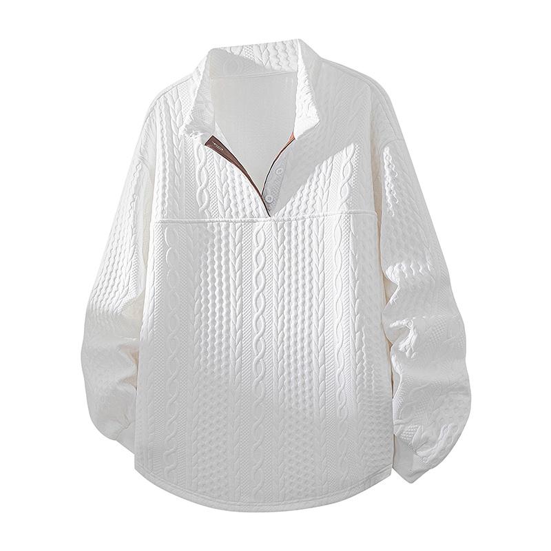 

Большой размер, жаккардовая текстура, двухслойный, витой узор, цветовая блокировка, свитшот из аэрослоя M белый