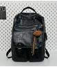 Schoolbag new trendy and cool student schoolbag European and American retro style PU backpack men's and women's large-capacity casual backpack