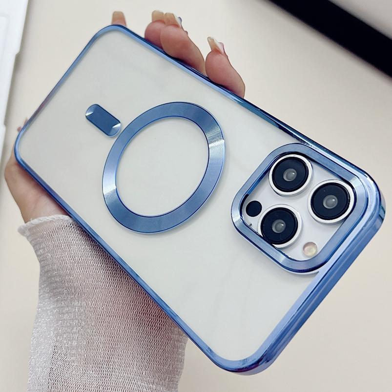 Luxury Plating Transparent Magsafe Magnetic Phone Case For Apple iPhone 11 12 13 14 15 Pro Max Soft Protection Cover On 14 Plus