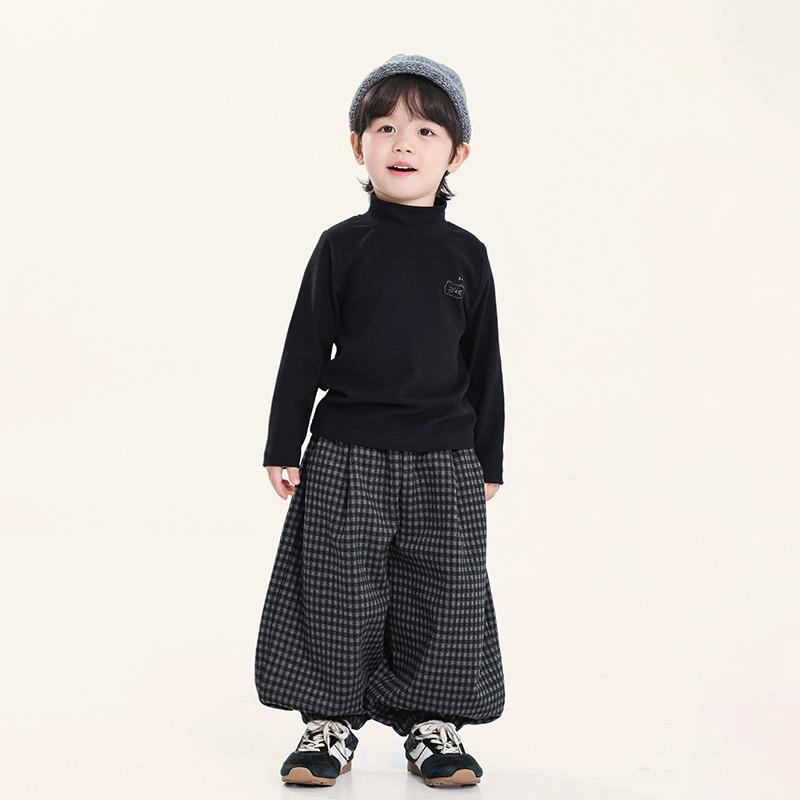 Boys Half Stand Collar Long Sleeve Bottoming Shirt Korean Style Kids Casual Top