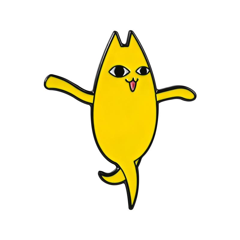 Yellow Cat Enamel Pins Funny Cartoon Comics Kitten Brooches Lapel Badges Cute Christmas Animal Jewelry for Friends