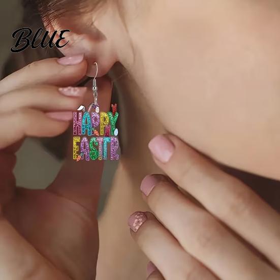 Exquisite Letter Shape Earrings 1 Pair Hook 2D Flat Acrylic