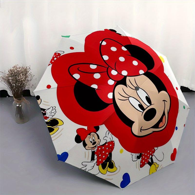 Minnie Mouse, Polka Dots Automatic Opening and Closing Umbrella, Compact Travel Umbrella, Lightweight and Portable, Suitable for Beach Commu