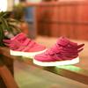 Spring and summer children's high-top casual shoes fashion light shoes rechargeable luminous shoes Velcro wings classmates
