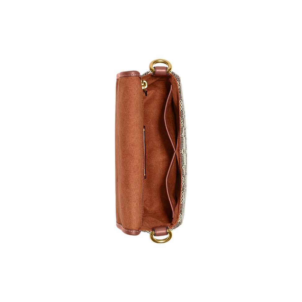 New COACH Frankie Glove Tanned Leather With Fabric Lining Shoulder Bag Crossbody Bag Small Size Women's Monogram Brown CC098-COC