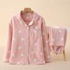 Women's Pajamas Suit Thick Warm Cardigan Winter Pyjamas Sets Long Sleeve Flower Print Home Clothes Sleepwear
