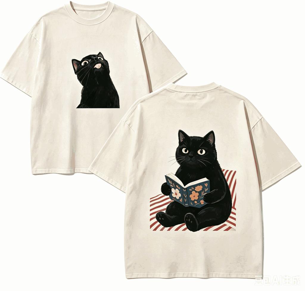 Cute Cat Gift T-shirt Men Women Harajuku Oversized Unisex Short Sleeve Streetwear High Quality Couples Hot Product Comfortable