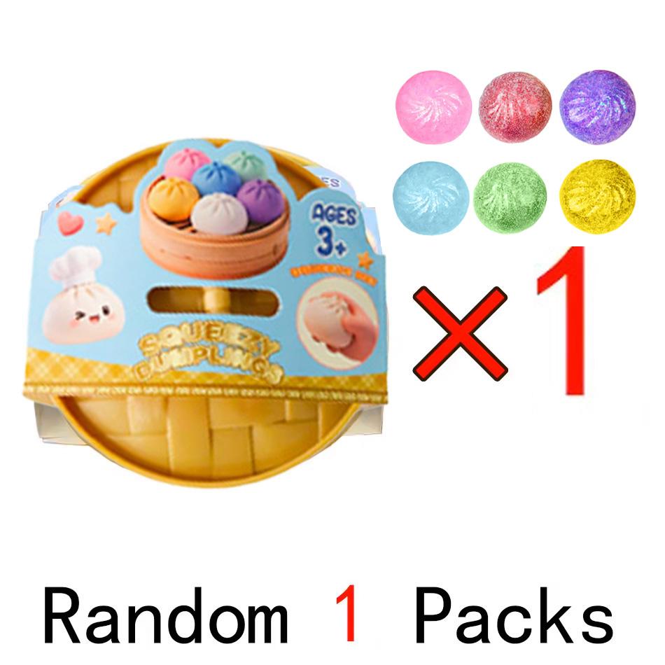 New Glitter Dumpling Squishy with Box Dumplings Sensory Squeeze Toy for Stress Relief Fans Gift