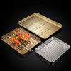 Golden 304 Stainless Steel Baking Tray Plate Bbq Tray with Removable Cooling Rack Set Baking Pan Sheet Oven Dishwasher Safe Dish