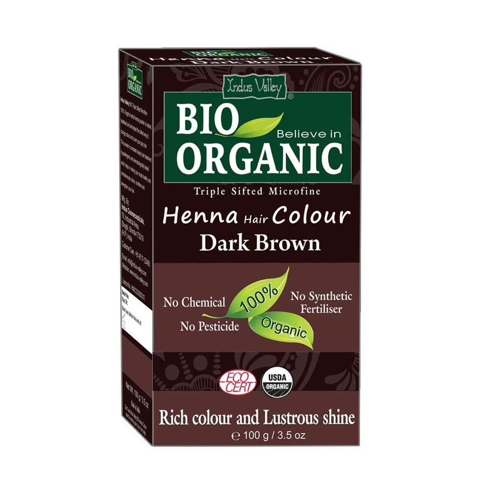 Indus Valley Bio Organic Medium Brown Herbal Henna Hair Color 100 Gm
