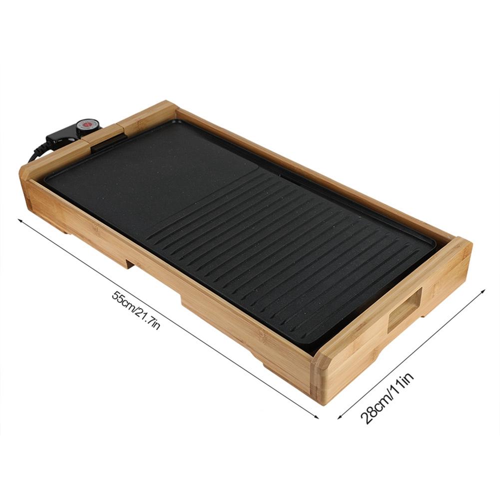 Bamboo Smokeless Non Stick Electric Baking Pan Indoor Baking Tray (UK Plug 220V)