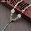 Four-Strand Braided Necklace Lanyard with Jadeite, White Agate, and Dongling Jade Pendant