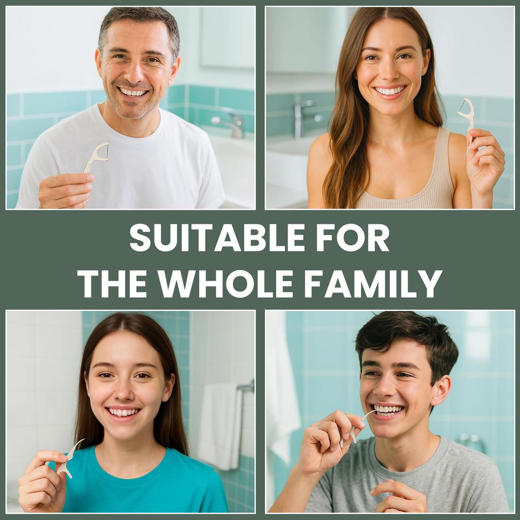 Beautiful Mind Eco Friendly Dental Floss Picks for Teeth Cleaning - All Natural Biodegradable Dental Floss Sticks - Strong Bamboo Charcoal Floss