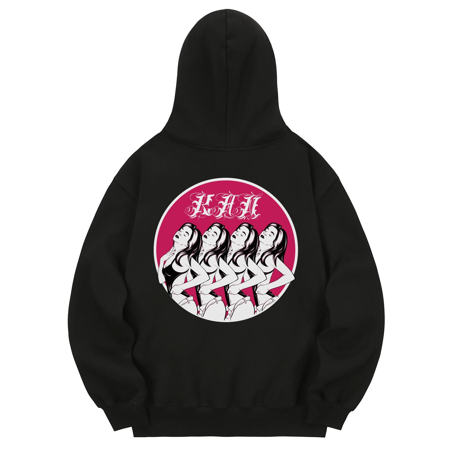 Khan 6312 Khb0037 Old Girls Fleece-Lined Hoodie - Black L