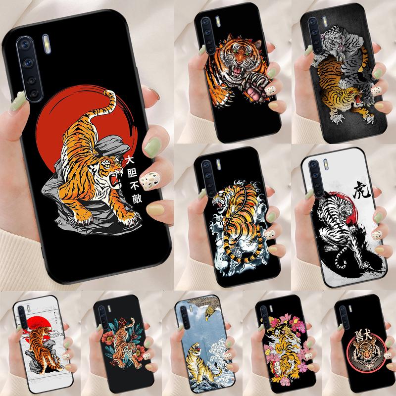Fashion Animal Tiger Art Case For Oppo A40 A60 A80 A18 A38 A58 A78 A98 A16 A76 A96 A15 A17 A77 A74 A94 A54 A57S Cover