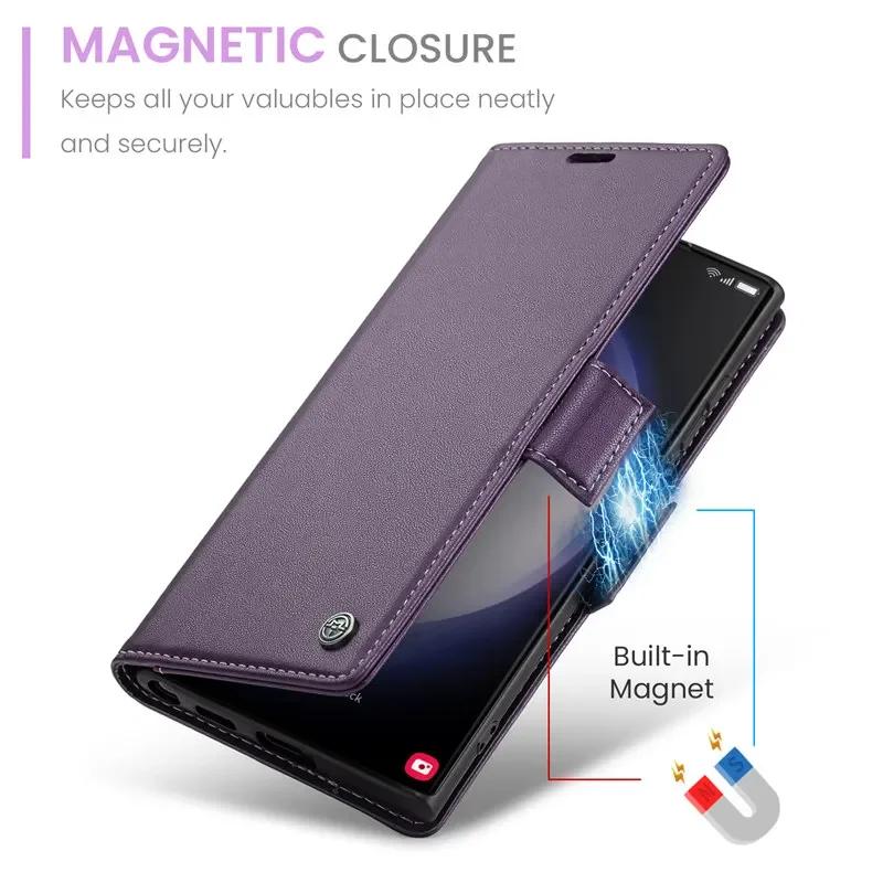 CaseMe Flip Stand Leather Phone Case for Samsung Galaxy S26 Ultra S25 Edge S24 FE S23 Ultra S22 S21 S20 Plus Wallet Card Holder Back Cover Coque Etui