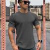 American Style Men's Summer Short Sleeve Slim Fit Fitness Top Solid Crew Neck Training T-shirt