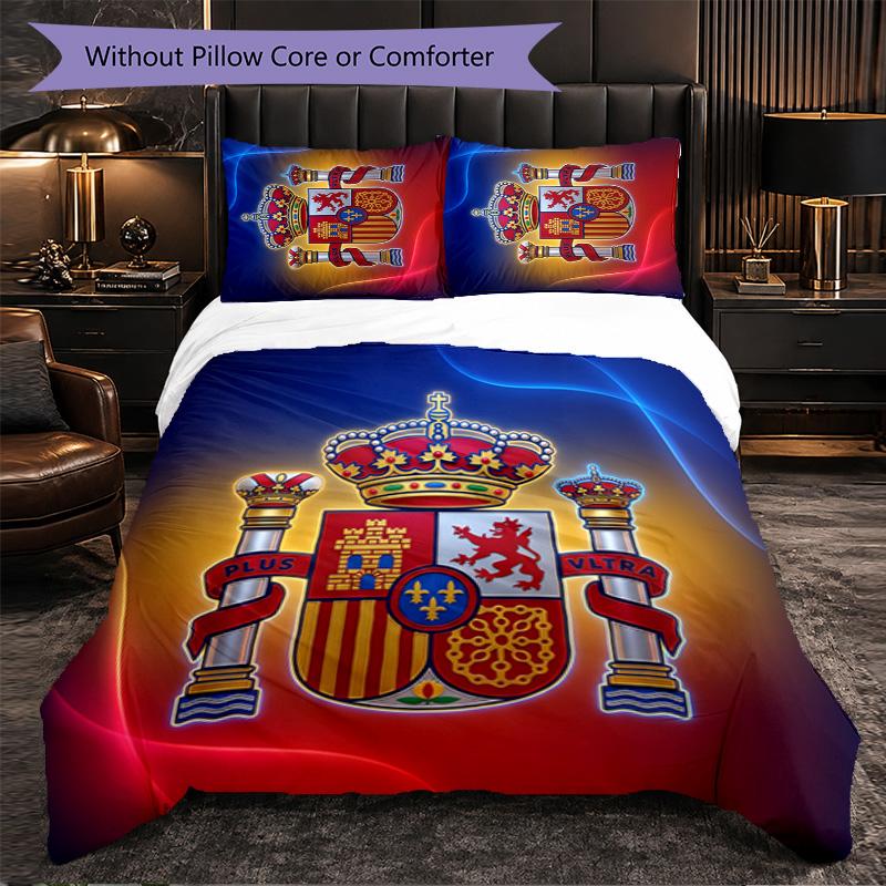 Set Lenzuola Calcio Spagna 3 Pezzi Morbida Copripiumino in Microfibra con Federe per Camera da Letto
