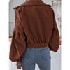 Women Loose Lantern Long Sleeve Corduroy Casual Short Jacket Outerwear