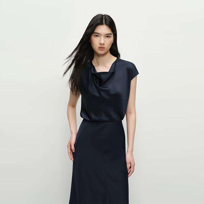 OVVOVV Women s Spring/Summer Satin Crepe Short Sleeve Top 160/84A(M)