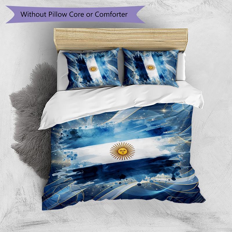Set Biancheria da Letto Stampata Calcio Argentina 3 Pezzi Copriletto Traspirante Accogliente come Regalo per Inaugurazione Casa o Festa